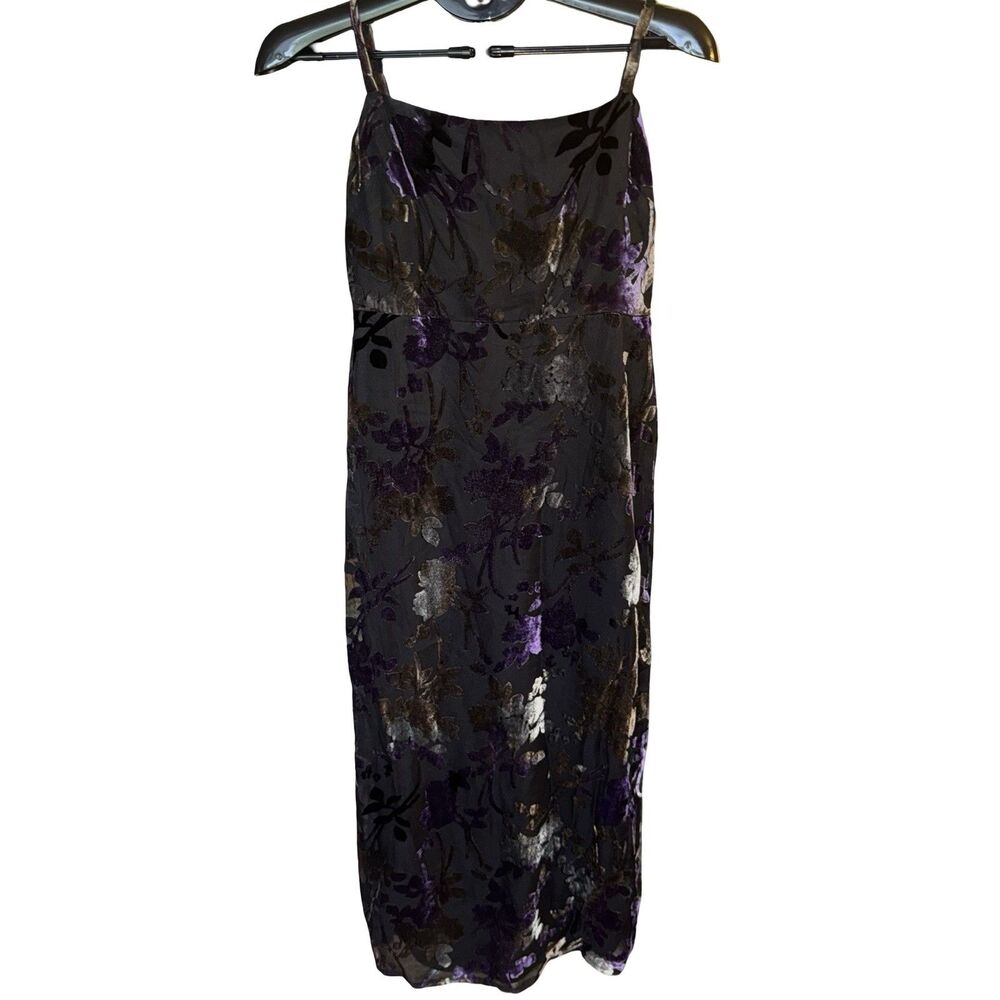 Taylor Women’s 8 Velvet Slip Dress Black on Multi Color Floral New NWT